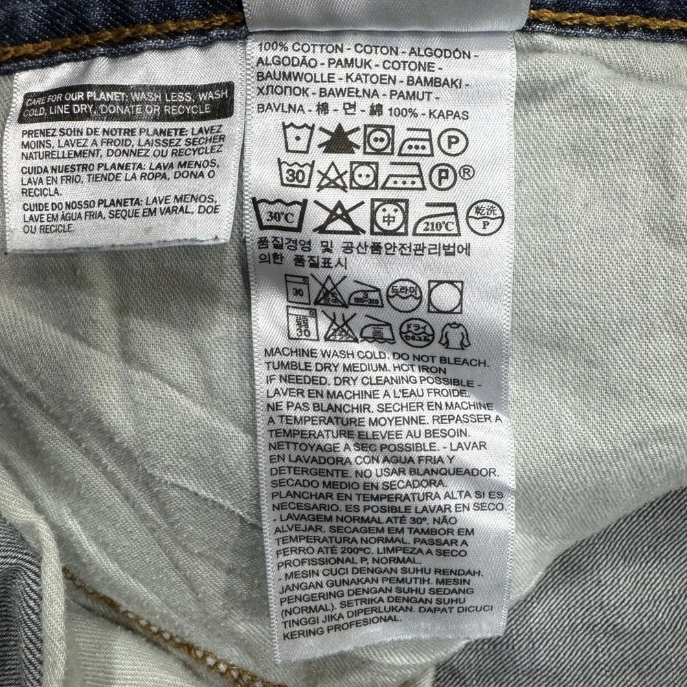 Levis Jeans Mens 34x30 Blue 514 Straight Fit Medium Wash Denim Work Logo Casual